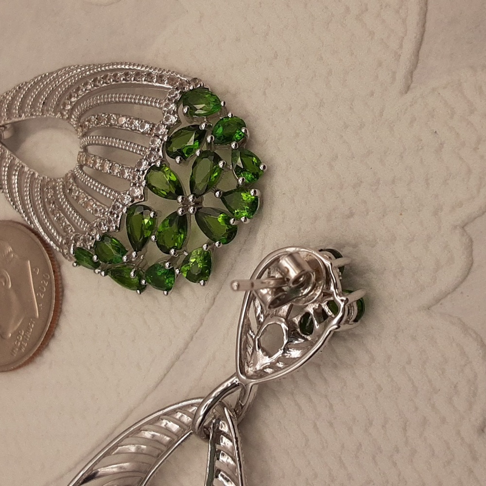 925 Genuine Chrome Diopside Earrings. - Picture 6 of 6